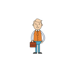 Man with briefcase on white background