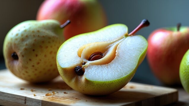 Open Asian nashi pear slice