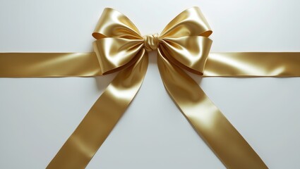 Gorgeous gold bows and ribbons set against a background, bird's-eye view