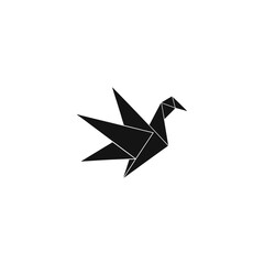 origami bird silhouette on white background