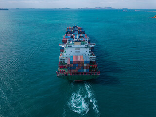 Cargo Ship Approaching Busy Container Port