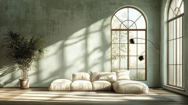 A tranquil modern lounge showcasing minimalist aesthetics.