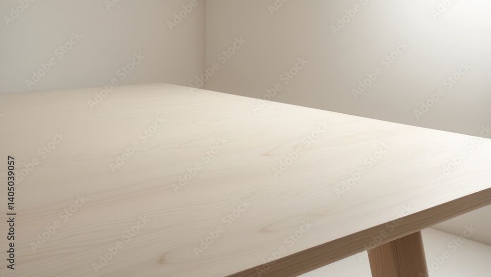 Poster Table corner viewed from a low angle on a white surface featuring a clipping path