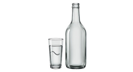Isolated Glass and Bottle with Water