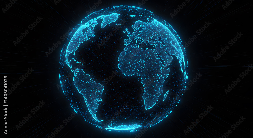 Wall mural digital earth globe futuristic technology world map connection network visualization concept