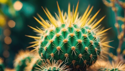 Fototapeta premium Detailed view of succulents and cactus foliage for indoor gardening
