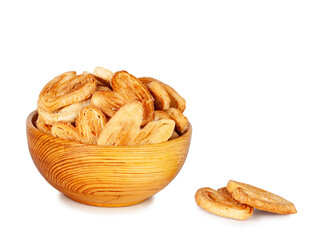 Puff pastry cookies cup isolated on a white background, contour
