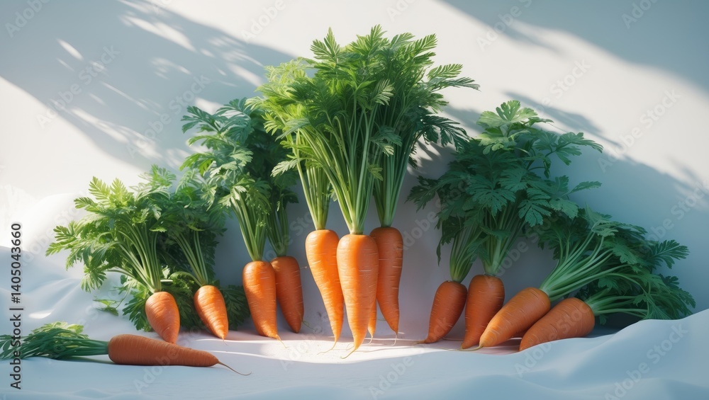 Poster isolation path, entire depth of field, dropping carrot against background