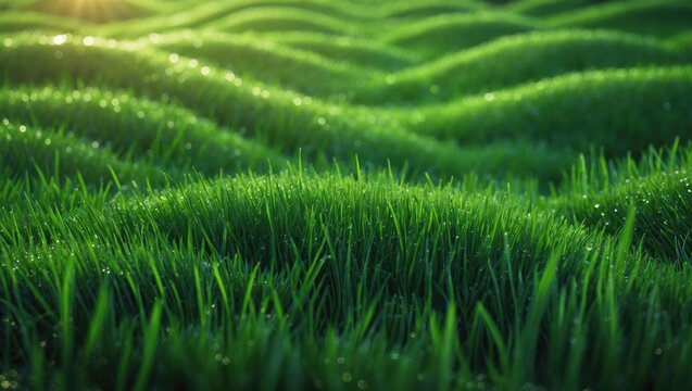 Zoomed-in picture of vibrant green grass