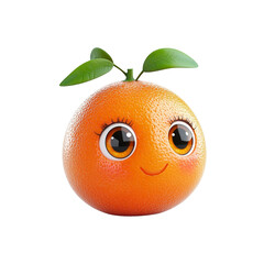Adorable Cartoon Orange with Big Eyes and Happy Expression