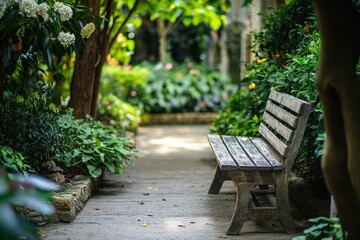 Peaceful Garden Path with Bench