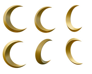 crescent moon suitable for 3d islamic holy day content. Realistic 3d design emoji. 3d rendering and 3D illustration