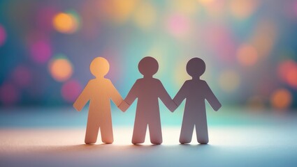 Circle of individuals against abstract background