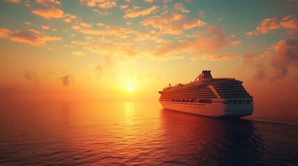 cruise ship at sunset