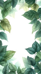 Obraz premium Lush tropical leaf frame with realistic veins and intricate overlap