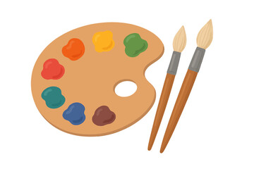 palette with brushes