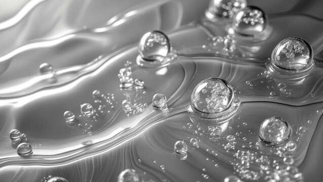 Transparent frosted glass block wall. Delicate color reflections with wavy lines and bubble shapes on the glass. Abstract wave pattern texture background for wallpaper.