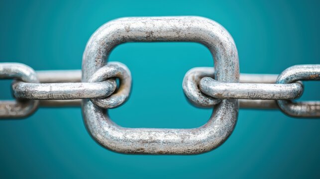 Strong metal chain link, connection concept.