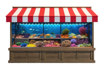 Colorful coral reef display at a marine life exhibit for education and enjoyment