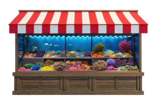 Colorful coral reef display at a marine life exhibit for education and enjoyment