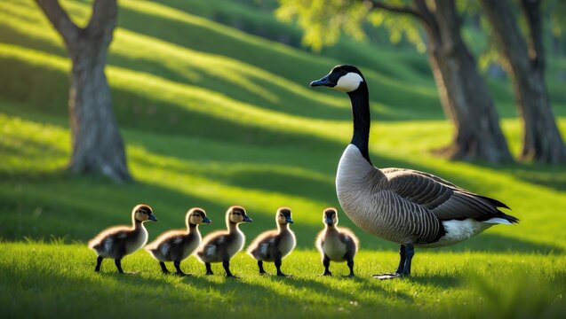 Family time with geese