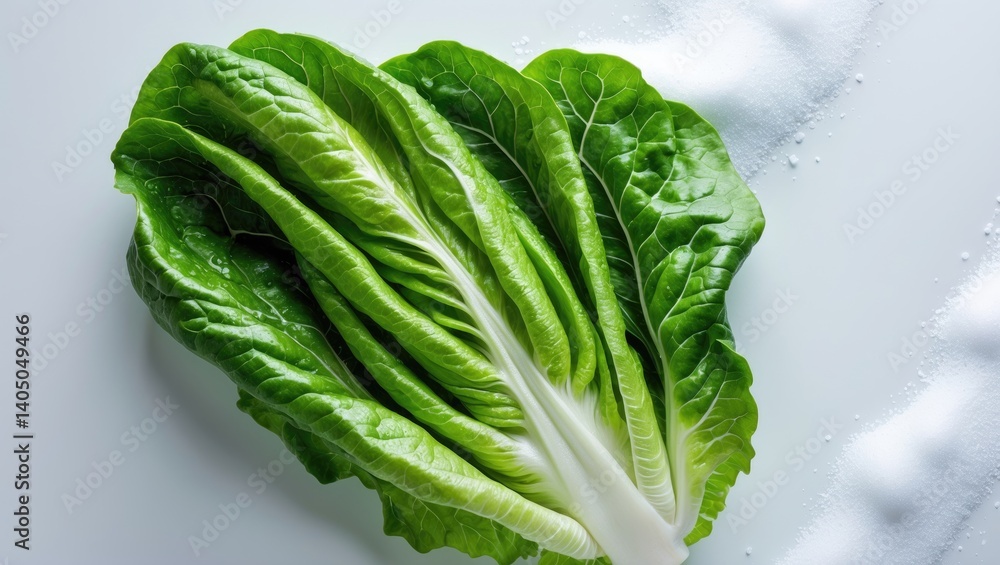 Poster isolated green leaf lettuce salad on background. full depth of field.