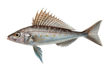 Fototapeta premium Fresh fish swimming gracefully in a clear ocean environment highlighting its iridescent scales and intricate fin structure