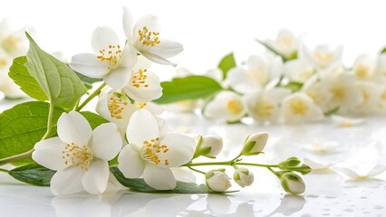 Obraz premium white flowers on white background