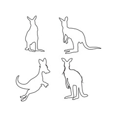 Kangaroo Vector Set — Australian Wildlife Animal Outline Collection
