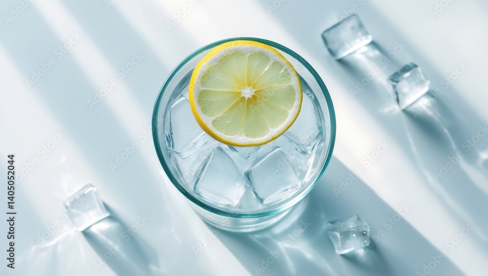 Poster isolated cold lemon juice on background, featuring a clipping path