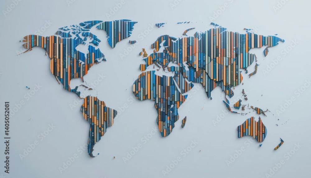 Poster global interconnectivity a world map crafted from currency symbols