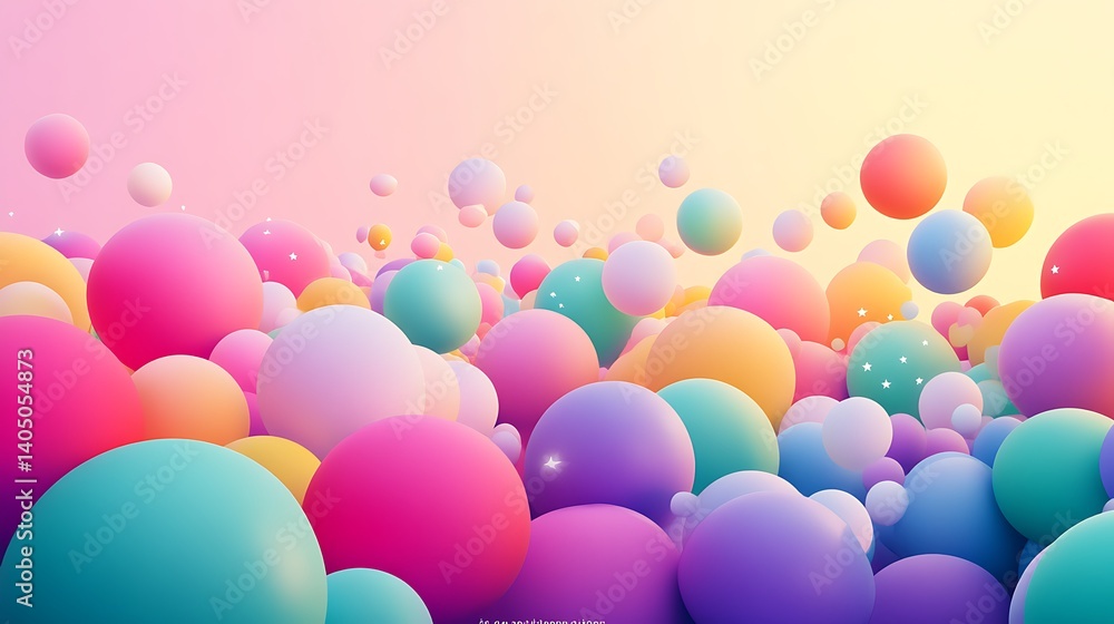 Poster vibrant abstract background featuring colorful spheres and soft gradient backdrop