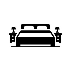 Double bed icon with transparent background