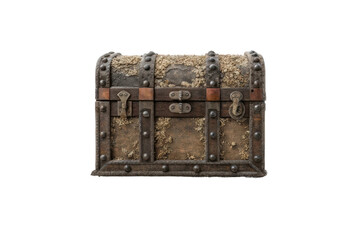 Obraz premium Vintage treasure chest with weathered exterior and rusty iron accents, perfect for themed decorations or events