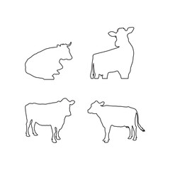 Cow Vector Set — Elegant Wildlife Animal Outline Collection