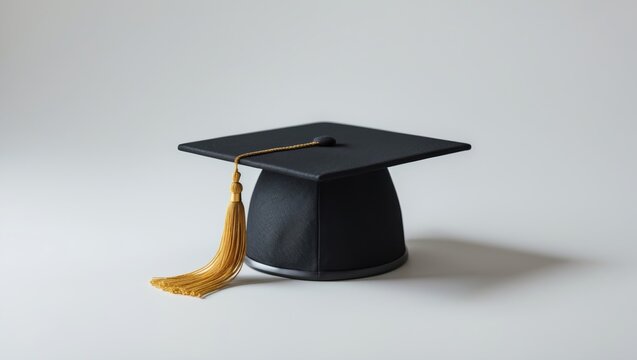 Isolated Graduation Cap with Gold Tassel