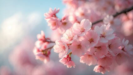 Obraz premium Full bloom of cherry blossoms featuring beautiful pink petals