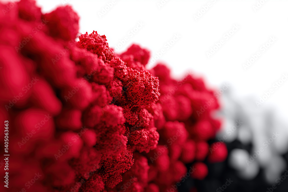 Poster vibrant red and black textured patterns create striking visual contrast, evoking sense of bold creat
