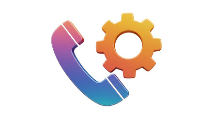 Isolated Phone and Gear Icon