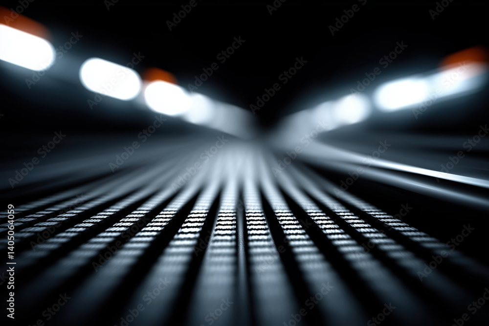 Poster futuristic imagery of textured surface with glowing lights, creating sense of depth and innovation