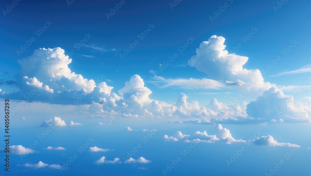 Poster a vivid blue sky with scattered clouds, appearing almost like a work of art due to its transparency.