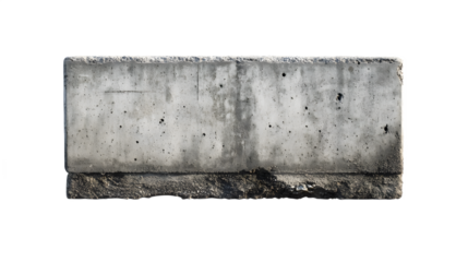 A weathered concrete block with a rough surface and textured details, showcasing its industrial aesthetic.