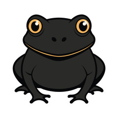 Cute cartoon black frog with big eyes