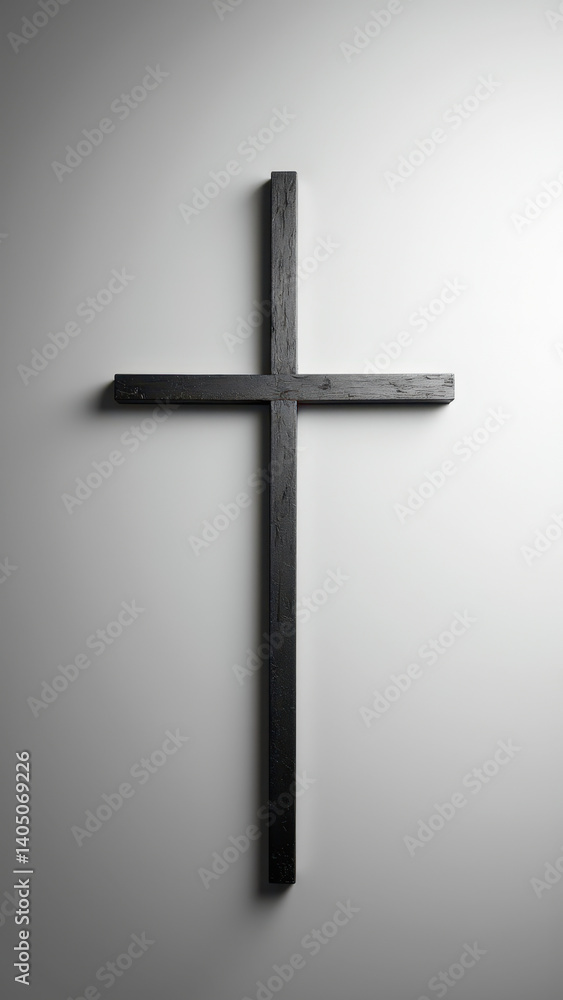 Poster an artistic representation of a christian cross against a gradient background.