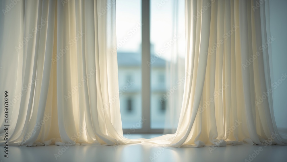 Poster an indoor environment exuding serenity, highlighted by soft natural light streaming through transluc