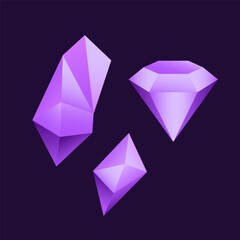 Vector diamonds in purple color
