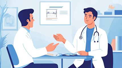 Doctor Consults Patient in Modern Medical Office with Charts