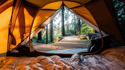 View from Tent Interior to Forest Landscape