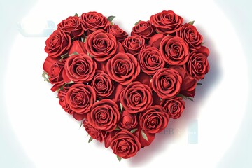 Red Rose Heart: A vibrant heart composed of numerous red roses, symbolizing love and passion, creating a visually stunning floral arrangement perfect for expressing affection and romance.