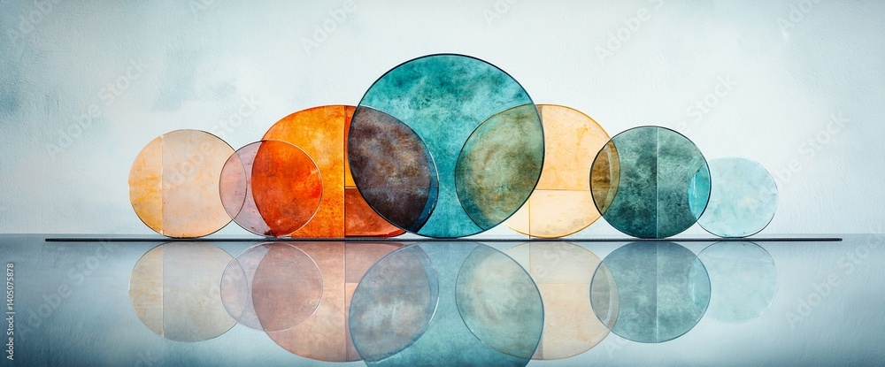 Poster abstract circles in layered colors